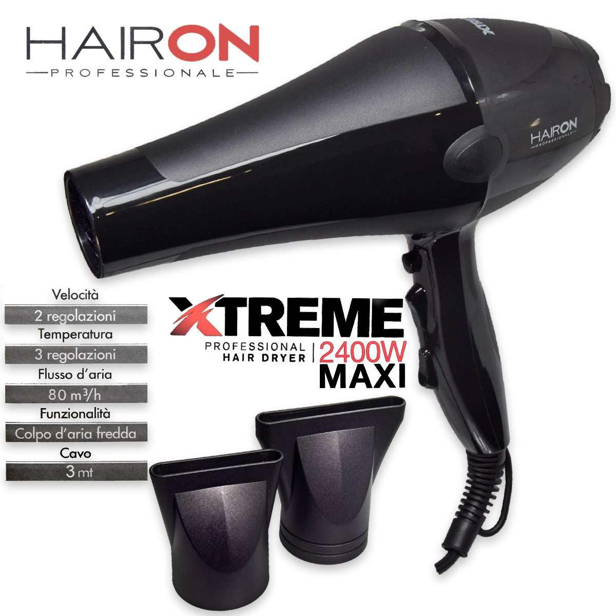 Phon Hairon Extreme 2400W 3 Temperature 2 Velocità Asciugacapelli  Professionale